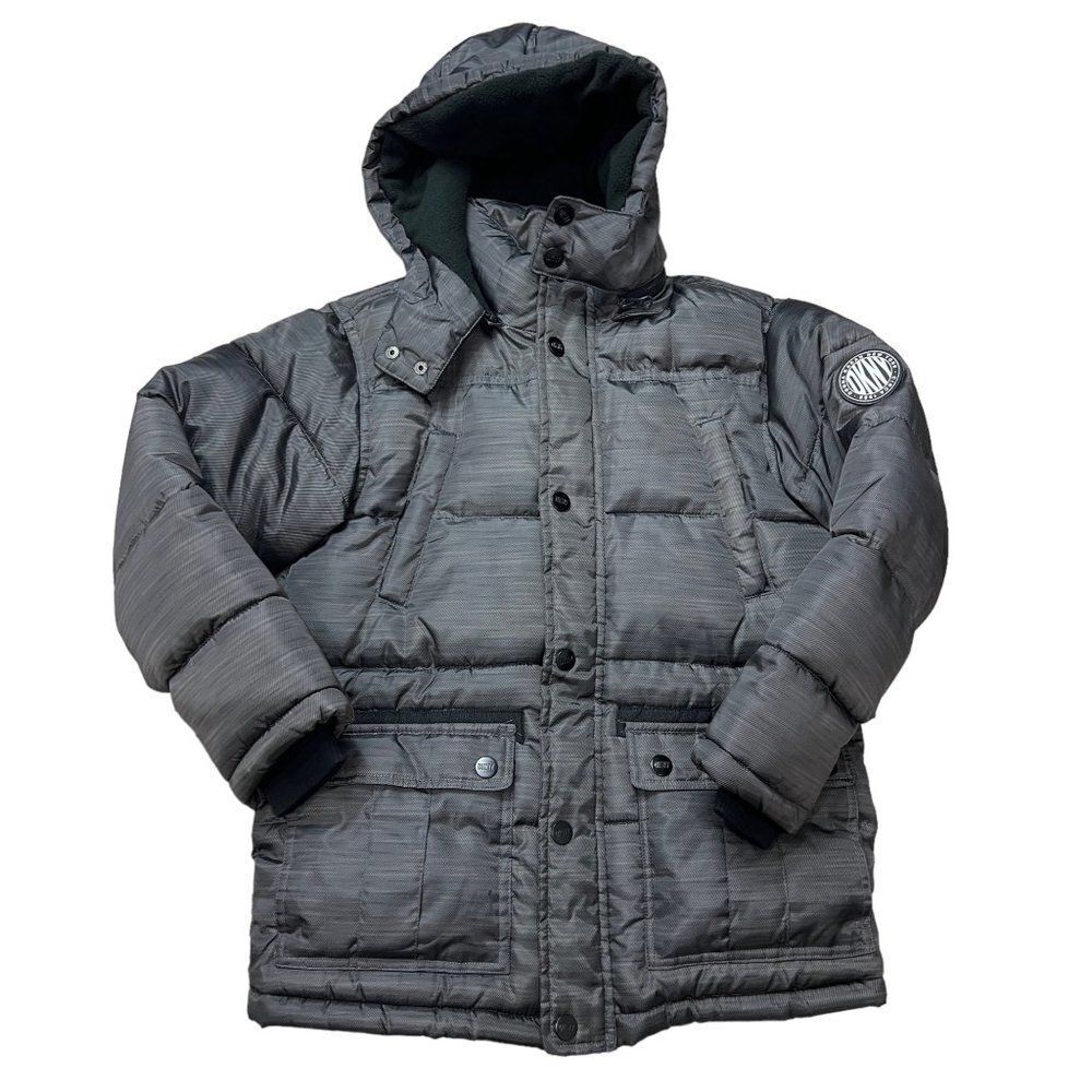 DKNY Youth Parka Size M (10-12) Quilted Coat Fleece Lining Snap Closure - Picture 3 of 6